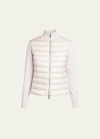 Moncler Hybrid Puffer Cardigan In Open Pink