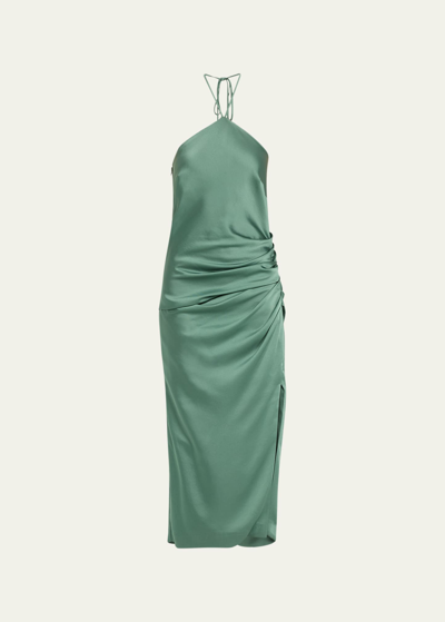 Simkhai Women's Hansel Ruched Satin Halterneck Gown In Park Slope