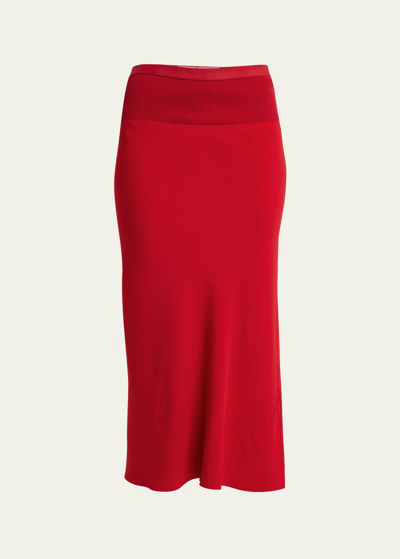 Rick Owens High-waist Bias Midi Skirt In Red