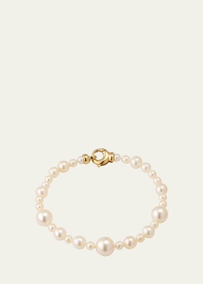 Mizuki 14k Yellow Gold Multi-size Freshwater Pearl Bracelet In White
