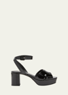 Prada Patent Crisscross Ankle-strap Platform Sandals In F0002 Nero