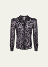 L AGENCE JENICA LEOPARD-PRINT SEMI-SHEER BLOUSE