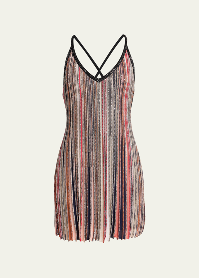 Missoni Sequined Knit Sleeveless Mini Dress In Multicolor
