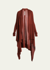 Rick Owens Long Open-front Wool Wrap Cardigan Sweater In Henna