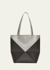 Loewe Medium Puzzle Bicolor Tote Bag In Pearl Grey/dark G
