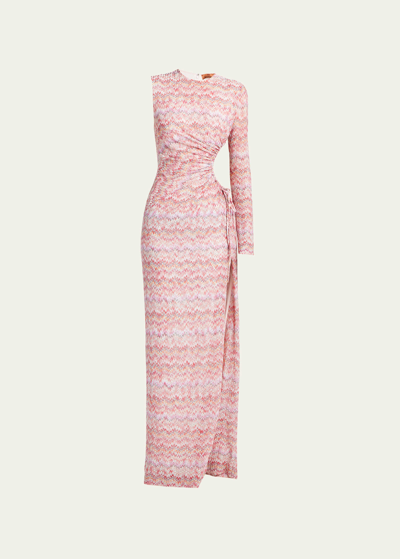Missoni Multicolor Snake Raschel Maxi Dress With Cutout