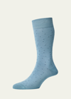 Pantherella Men's Crompton Mini-dot Crew Socks In Hazey Blue 4