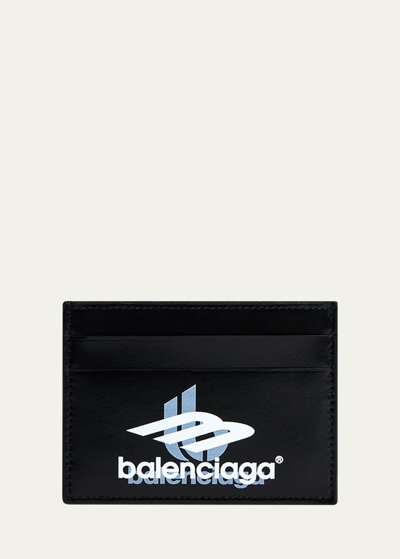 Balenciaga Logo-print Leather Cardholder In Black