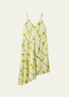 Burberry Floral Print High-low Mini Dress In Sherbet Ip Patter