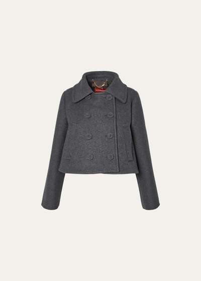 Altuzarra Engel Double-breasted Cropped Wool Coat In Iron Melange