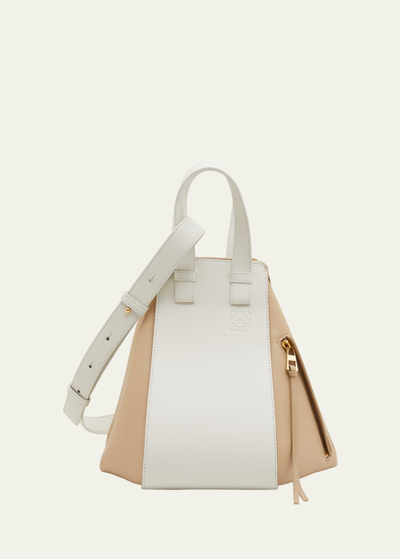 Loewe Hammock Small Bicolor Top-handle Bag In Soft White/paper