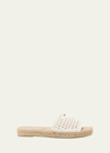 PRADA WOVEN LOGO FLAT SLIDE ESPADRILLES