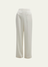 Lafayette 148 Perry Wide-leg Stretch Silk Pants In Cloud