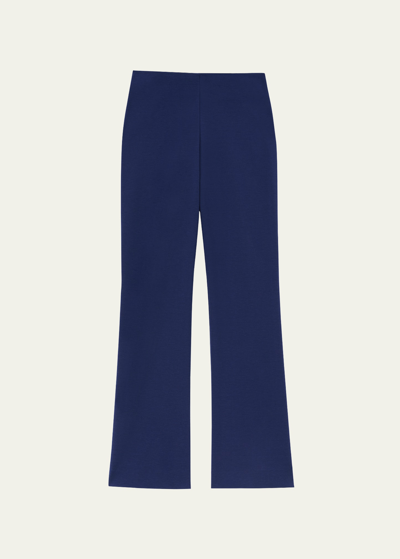 Lafayette 148 Regenerated Punto Milano Gates Ankle Flare Pull-on Trouser In Midnight Blue