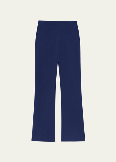 Lafayette 148 Regenerated Punto Milano Gates Ankle Flare Pull-on Pant In Midnight Blue