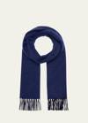 Begg X Co Men's Cashmere Arran Reversible Scarf In Navy