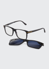 Tom Ford Men's Ft5682-bm54 Blue Light Blocking Square Optical Glasses In Black