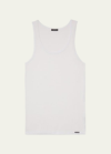 Tom Ford Ribbed Logo Jersey Tank In White