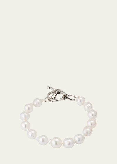 Lois Sasson Design Men's Sterling Silver South Sea Pearl Bracelet In White
