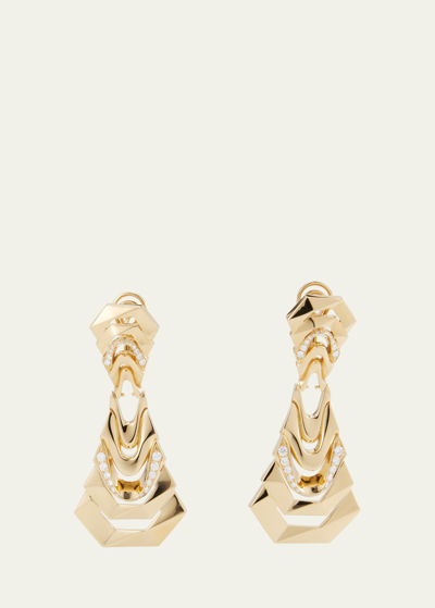 Dries Criel 18k Yellow Gold Diamond White Crow Earrings In Yg
