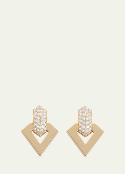 Dries Criel 18k Yellow Gold Diamond Brute Pendant Earrings In Yg