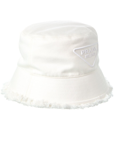 Prada Drill Bucket Hat In White