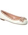Valentino Rockstud Patent Ballerina Flat In White