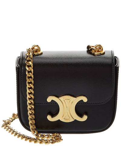 Celine Claude Mini Leather Shoulder Bag In Black