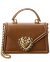 Dolce & Gabbana Mini Devotion Leather Top Handle Bag In Brown
