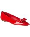Ferragamo Anz Patent Leather Ballerinas With Vara Bow In Red