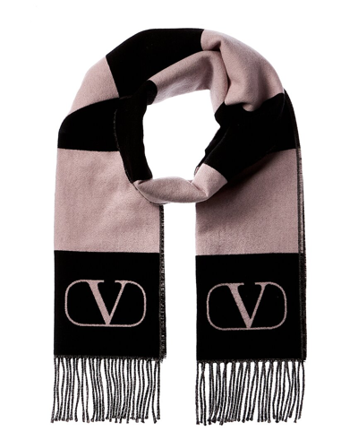 Valentino Exchess Wool & Cashmere-blend Scarf In Black
