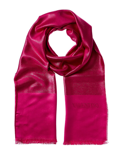 Valentino Logo Silk-blend Scarf In Pink