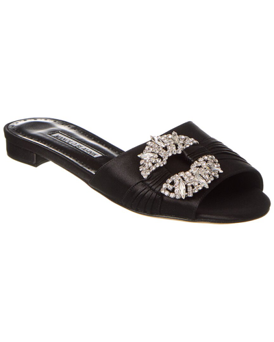 Manolo Blahnik Pralina Satin Flat In Black