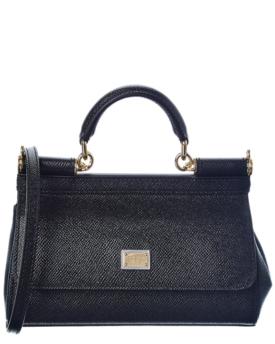 Dolce & Gabbana Sicily Small Leather Satchel In Black