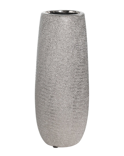 Sagebrook Home 10in Ceramic Vase In Silver