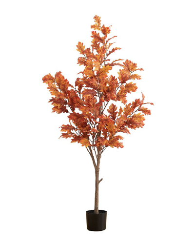 Nearly Natural 5ft Autumn Oak Artificial Tree In Orange