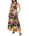 Johnny Was Jade Love Casia Tiered Maxi Dress In Multi Floral In Black