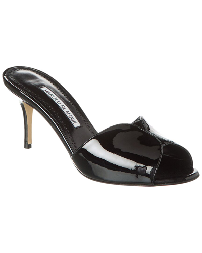 Manolo Blahnik Houramu 70 Patent Sandal In Black