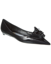 AMI ALEXANDRE MATTIUSSI PRADA BRUSHED LEATHER POINTY-TOE BALLERINA FLAT