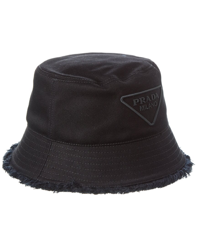 Prada Triangle Logo The Drill Bucket Hat In Black