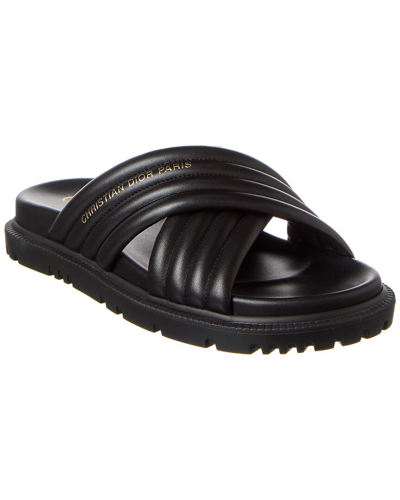 Dior Logo Leather Sandal In Black