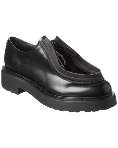 Prada Brushed Leather Loafer In Black