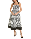 Johnny Was Mel Embroidered Square-neck Midi Dress In White