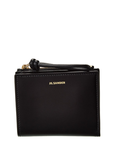 Jil Sander Giro Mini Leather Card Case In Black