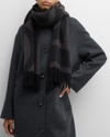 Totême Monogram Jacquard Wool Scarf In Charcoal Melange