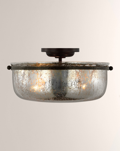 Visual Comfort Signature Lorford Medium Semi-flush Mount By Chapman & Myers In Metallic