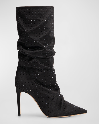Prota Fiori Women's Poppy Scintelle 100mm Crystal-embellished Satin Boots In Nero Strass
