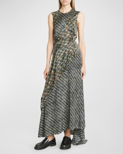 Loewe Printed Maxi Dress With Back Cutout In Grey Melan