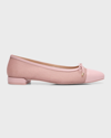 Stuart Weitzman Sleek Sparkle Leather Ballerina Flats In Ballet