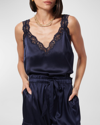 Cami Nyc Fernanda Silk Lace-trim Cami In Navy